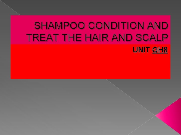 SHAMPOO CONDITION AND TREAT THE HAIR AND SCALP UNIT GH 8 