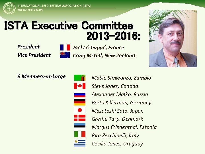 INTERNATIONAL SEED TESTING ASSOCIATION (ISTA) www. seedtest. org ISTA Executive Committee 2013 -2016: President