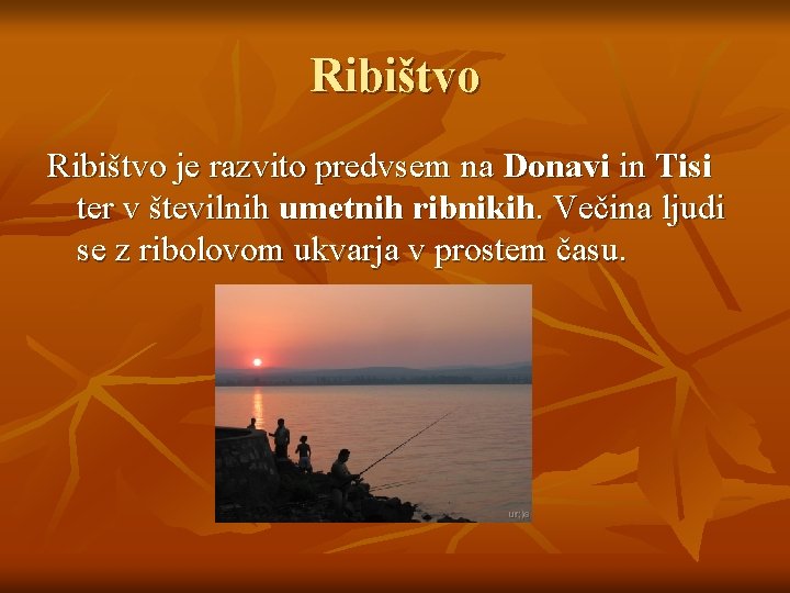 Ribištvo je razvito predvsem na Donavi in Tisi ter v številnih umetnih ribnikih. Večina