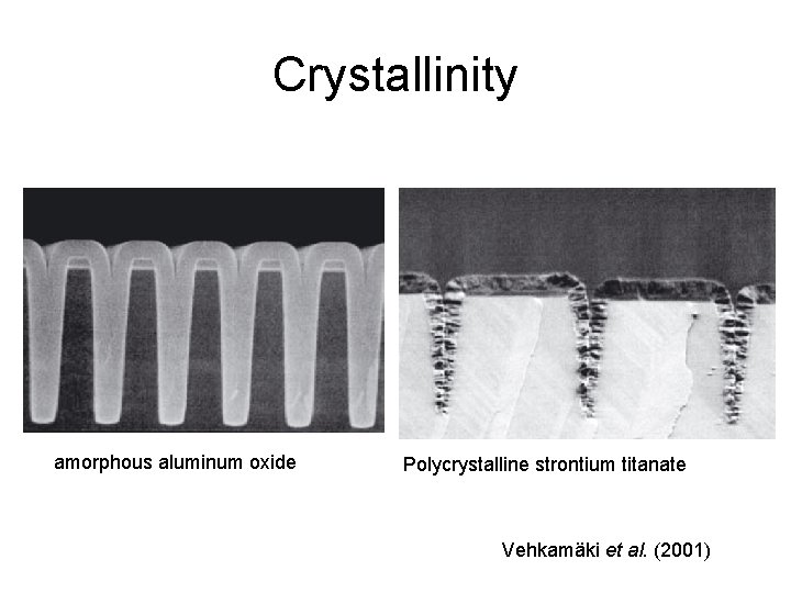 Crystallinity amorphous aluminum oxide Polycrystalline strontium titanate Vehkamäki et al. (2001) 