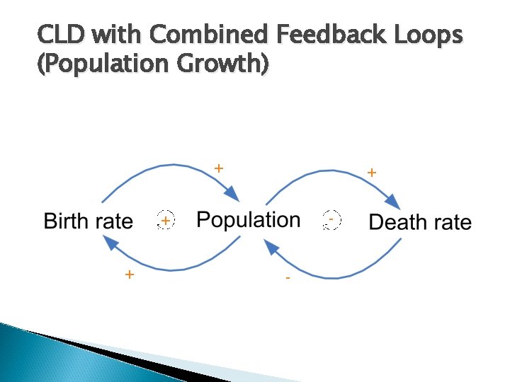 CLD with Combined Feedback Loops (Population Growth) + + - 