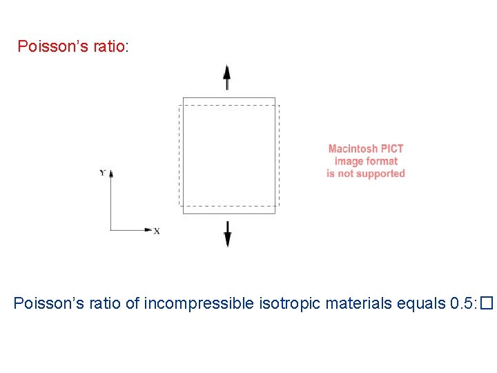 Poisson’s ratio: Poisson’s ratio of incompressible isotropic materials equals 0. 5: � 