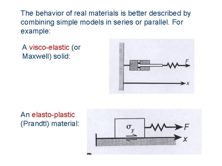 The behavior of real materials is better described by combining simple models in series