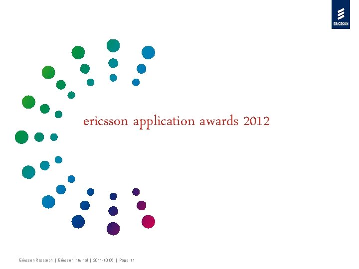 ericsson application awards 2012 Ericsson Research | Ericsson Internal | 2011 -10 -05 |