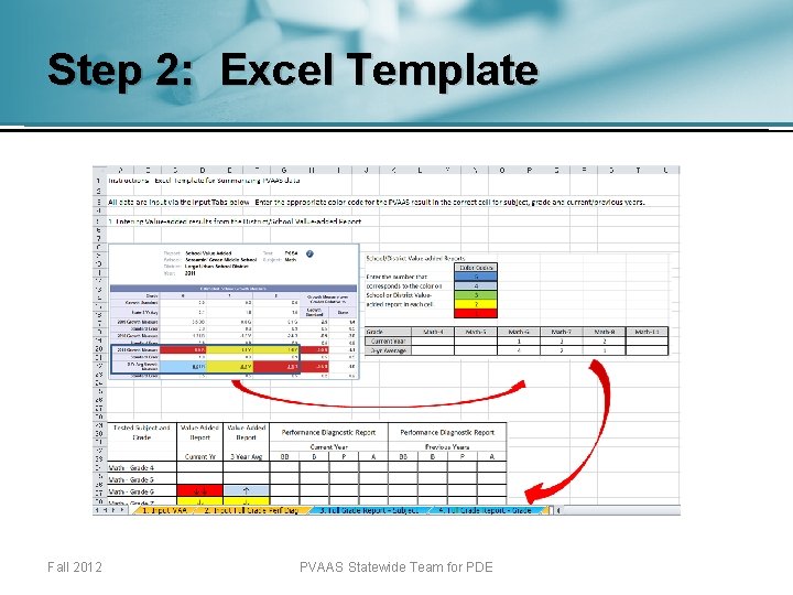 Step 2: Excel Template Fall 2012 PVAAS Statewide Team for PDE 