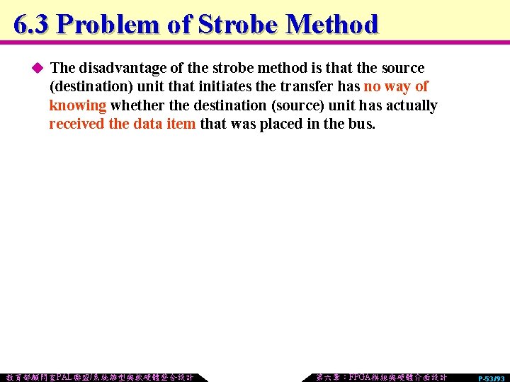 6. 3 Problem of Strobe Method u The disadvantage of the strobe method is