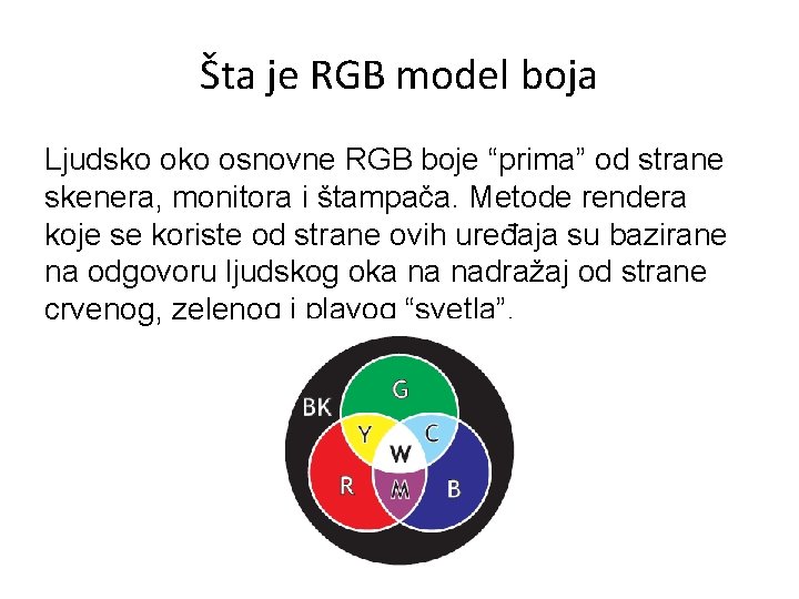 Šta je RGB model boja Ljudsko osnovne RGB boje “prima” od strane skenera, monitora