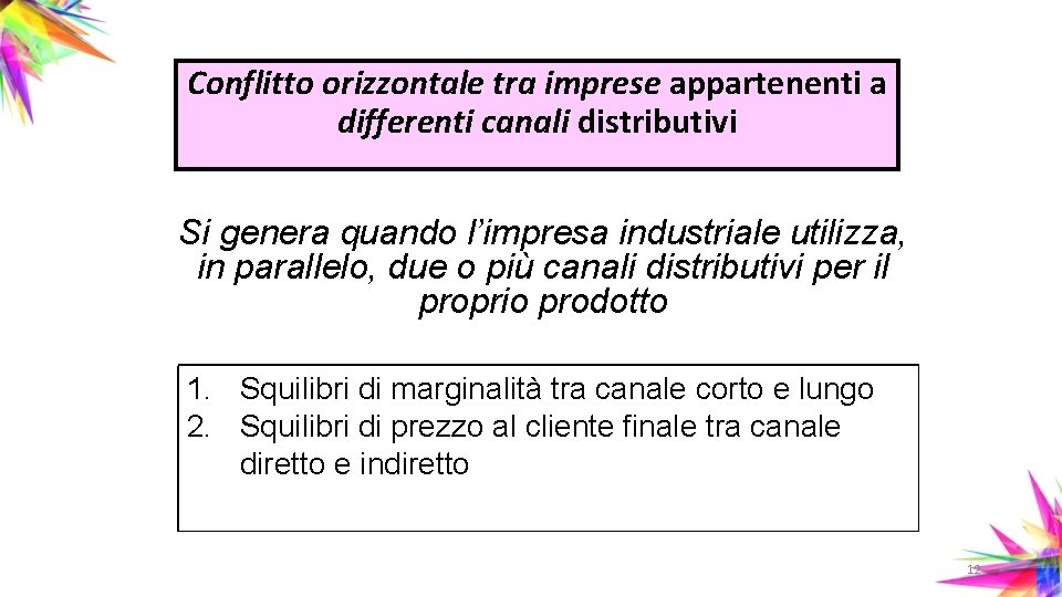 Conflitto orizzontale tra imprese appartenenti a differenti canali distributivi Si genera quando l’impresa industriale