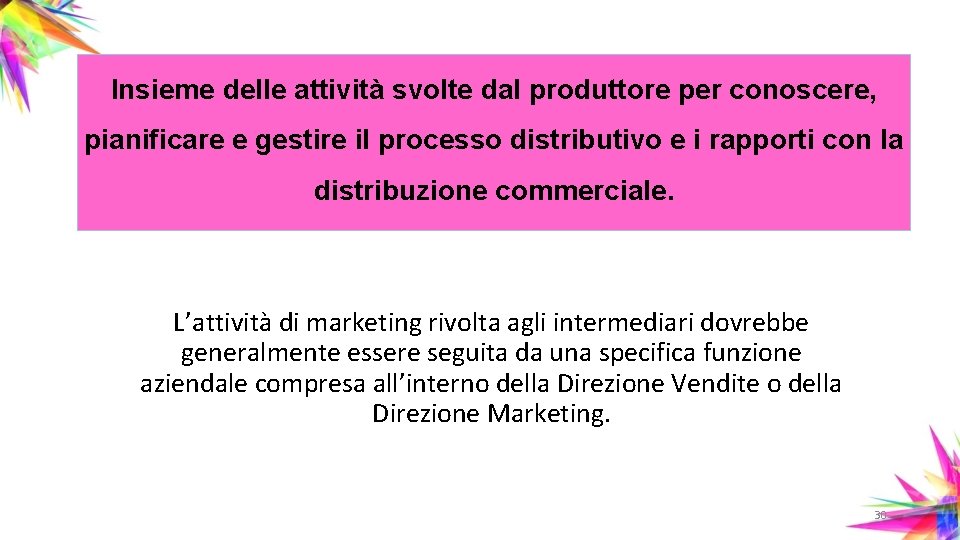 Insieme delle attività svolte dal produttore per conoscere, pianificare e gestire il processo distributivo