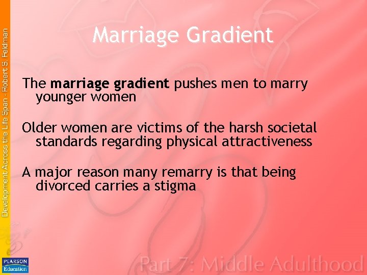 Marriage Gradient The marriage gradient pushes men to marry younger women Older women are Marriage Gradient The marriage gradient pushes men to marry younger women Older women are