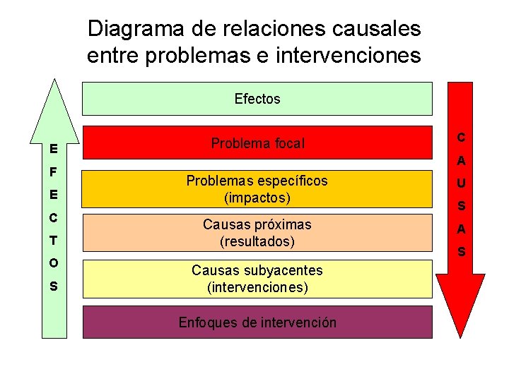 Diagrama de relaciones causales entre problemas e intervenciones Efectos E F E C T