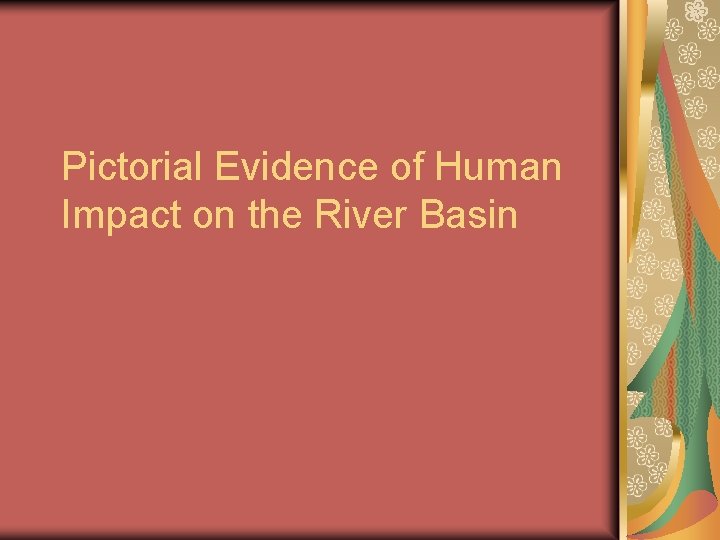 Pictorial Evidence of Human Impact on the River Basin 