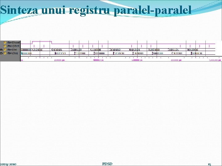 Sinteza unui registru paralel-paralel 2009 -2010 PDSD 15 