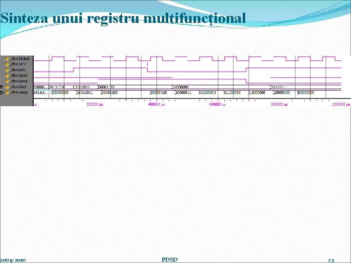 Sinteza unui registru multifuncțional 2009 -2010 PDSD 23 