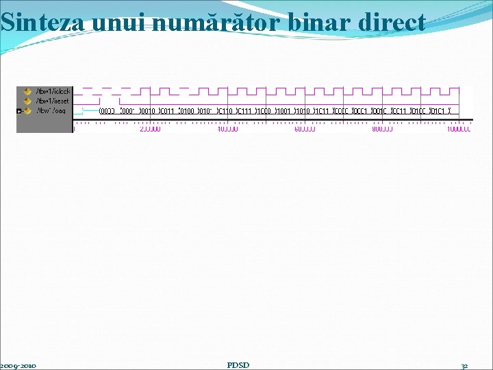 Sinteza unui numărător binar direct 2009 -2010 PDSD 32 