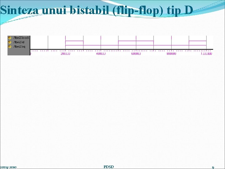 Sinteza unui bistabil (flip-flop) tip D 2009 -2010 PDSD 9 