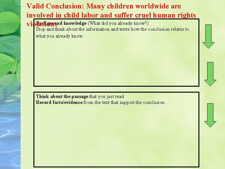 Valid Conclusion: Many children worldwide are involved in child labor and suffer cruel human
