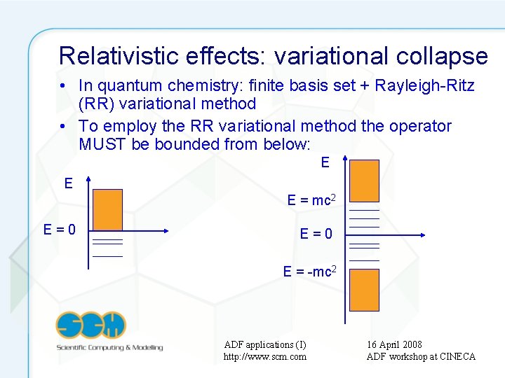 Relativistic effects: variational collapse • In quantum chemistry: finite basis set + Rayleigh-Ritz (RR)