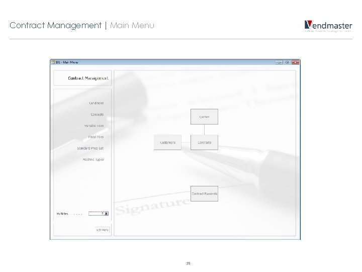 Contract Management | Main Menu 15 