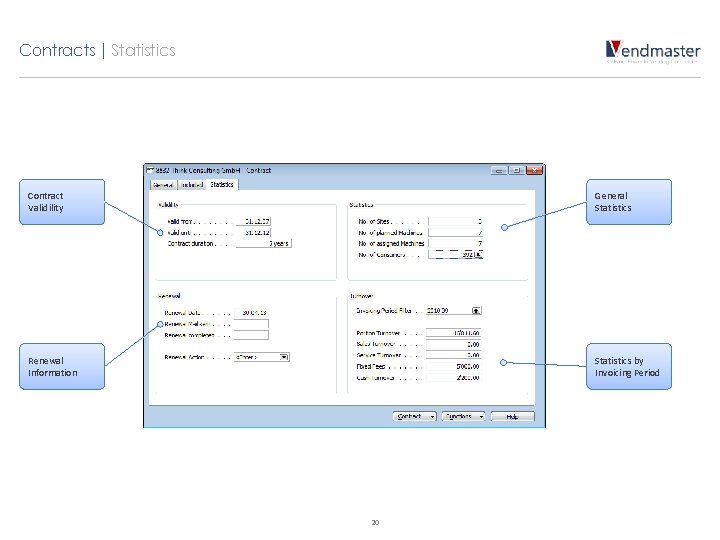 Contracts | Statistics Contract Validility General Statistics Renewal Information Statistics by Invoicing Period 20