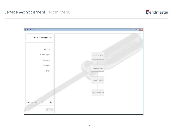Service Management | Main Menu 45 
