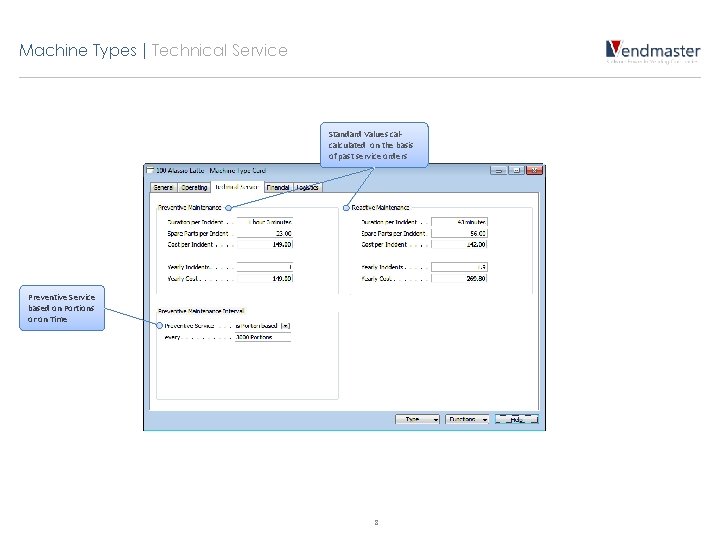 Machine Types | Technical Service Standard Values calcalculated on the basis of past service