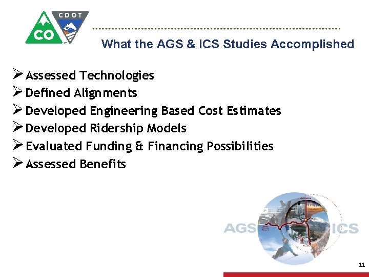 What the AGS & ICS Studies Accomplished Ø Assessed Technologies Ø Defined Alignments Ø