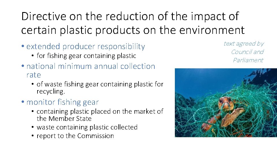 Directive on the reduction of the impact of certain plastic products on the environment
