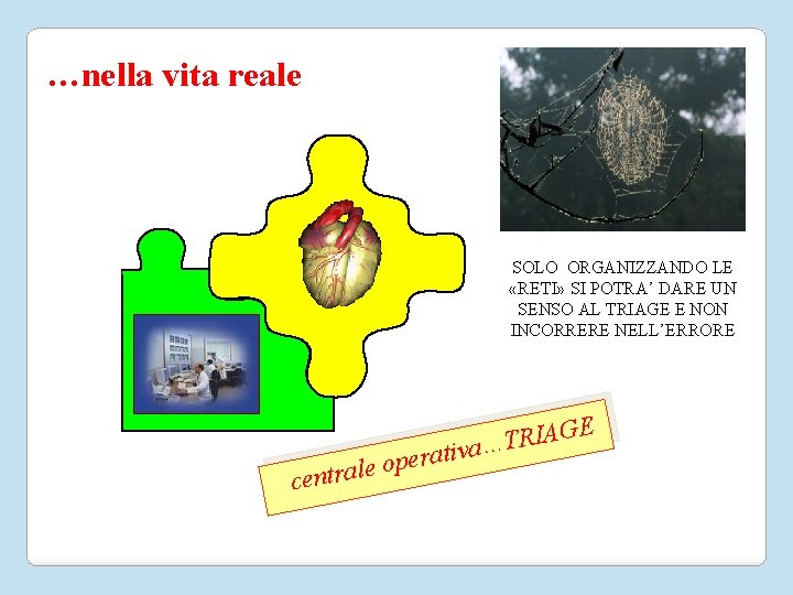 …nella vita reale SOLO ORGANIZZANDO LE «RETI» SI POTRA’ DARE UN SENSO AL TRIAGE