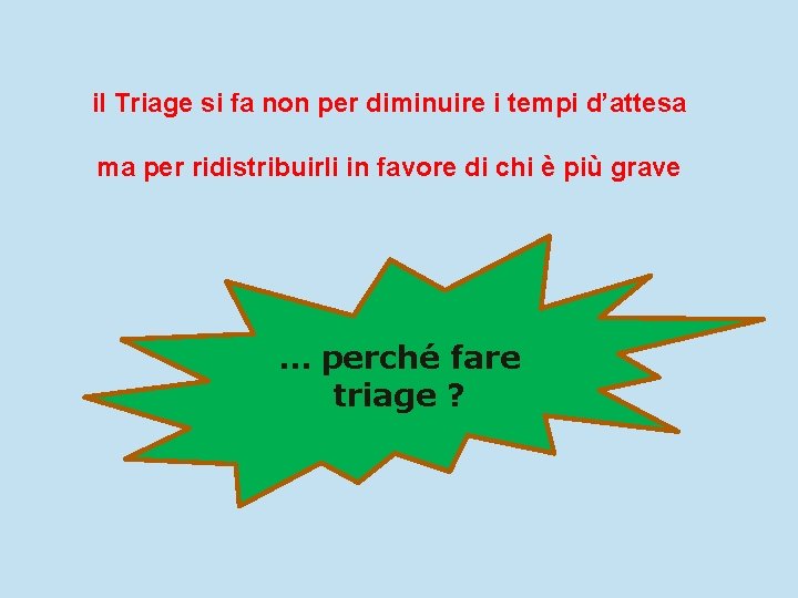 il Triage si fa non per diminuire i tempi d’attesa ma per ridistribuirli in