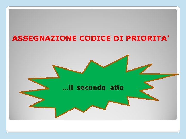 ASSEGNAZIONE CODICE DI PRIORITA’ …il secondo atto 