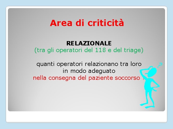 Area di criticità RELAZIONALE (tra gli operatori del 118 e del triage) quanti operatori