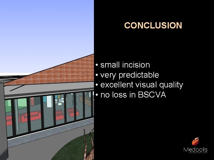 CONCLUSION • small incision • very predictable • excellent visual quality • no loss