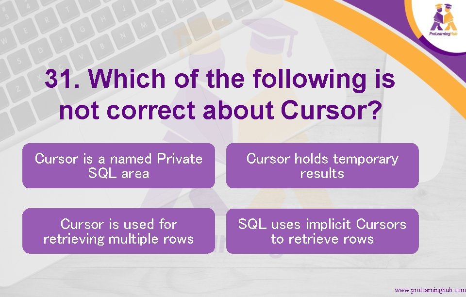 31. Which of the following is not correct about Cursor? Cursor is a named