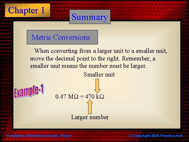 Chapter 1 Summary Metric Conversions When converting from a larger unit to a smaller Chapter 1 Summary Metric Conversions When converting from a larger unit to a smaller