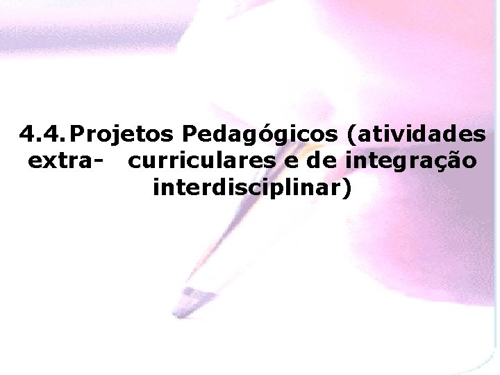 4. 4. Projetos Pedagógicos (atividades extra- curriculares e de integração interdisciplinar) 