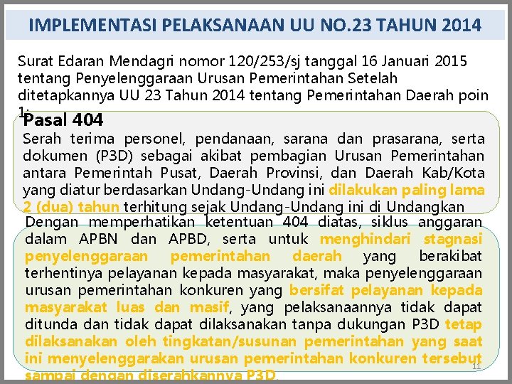 IMPLEMENTASI PELAKSANAAN UU NO. 23 TAHUN 2014 Surat Edaran Mendagri nomor 120/253/sj tanggal 16 IMPLEMENTASI PELAKSANAAN UU NO. 23 TAHUN 2014 Surat Edaran Mendagri nomor 120/253/sj tanggal 16