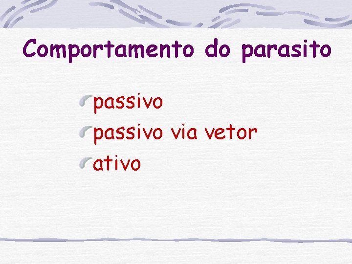 Comportamento do parasito passivo via vetor ativo 