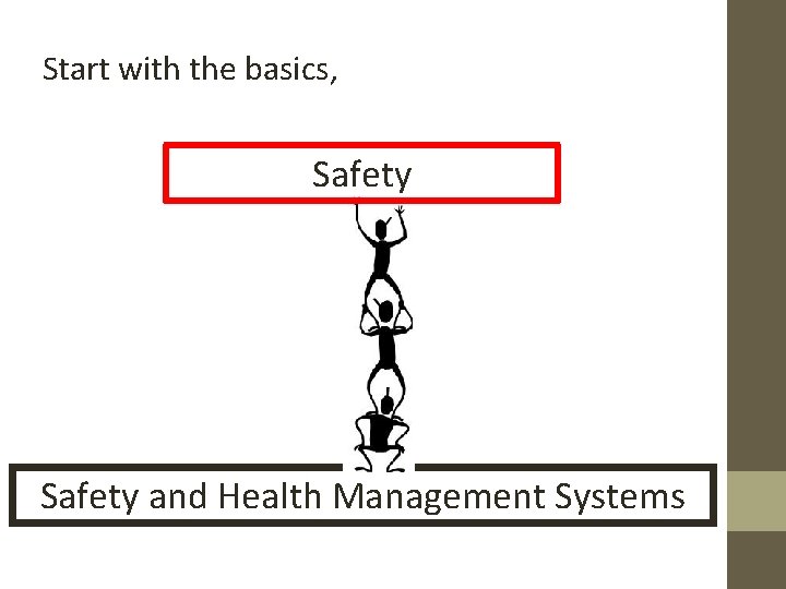 Start with the basics, Safety and Health Management Systems 