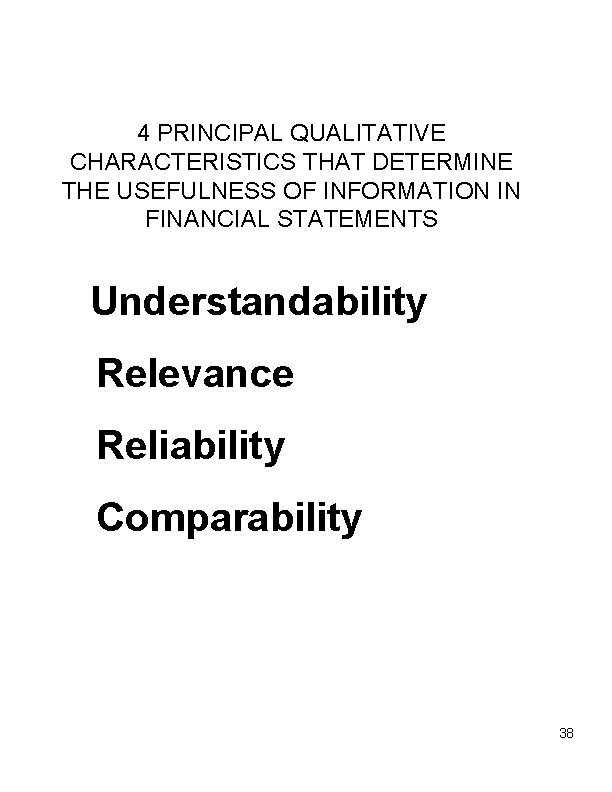 4 PRINCIPAL QUALITATIVE CHARACTERISTICS THAT DETERMINE THE USEFULNESS OF INFORMATION IN FINANCIAL STATEMENTS Understandability