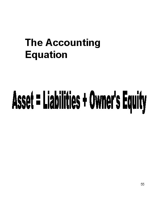 The Accounting Equation 55 