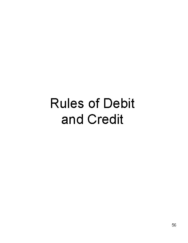Rules of Debit and Credit 56 