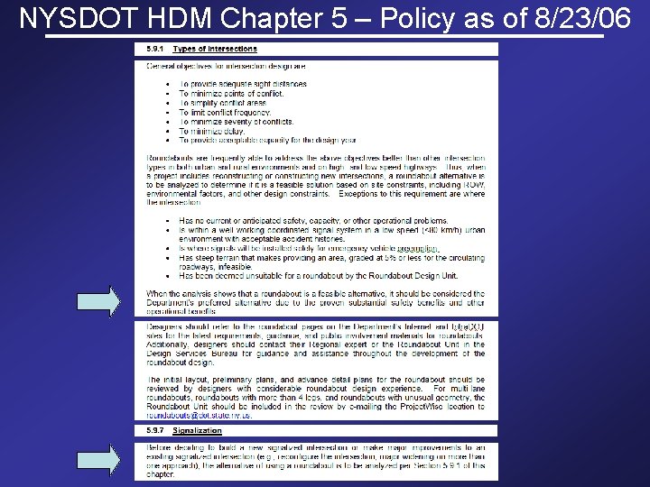 NYSDOT HDM Chapter 5 – Policy as of 8/23/06 