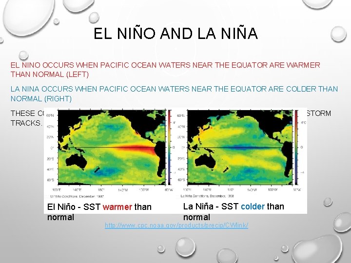 EL NIÑO AND LA NIÑA EL NINO OCCURS WHEN PACIFIC OCEAN WATERS NEAR THE EL NIÑO AND LA NIÑA EL NINO OCCURS WHEN PACIFIC OCEAN WATERS NEAR THE