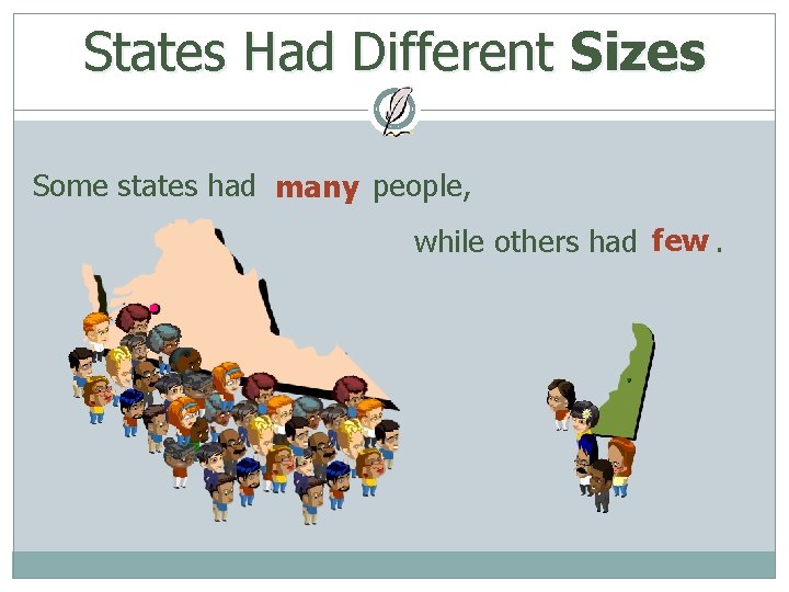 States Had Different Sizes Some states had many people, while others had few. 