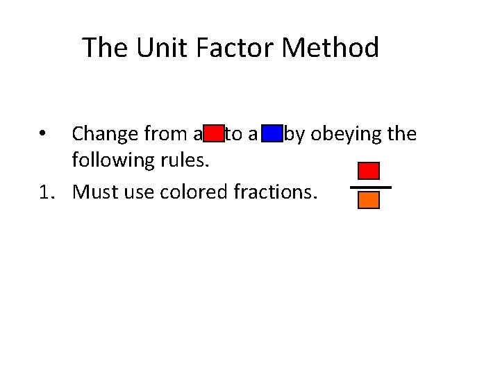The Unit Factor Method Change from a to a by obeying the following rules.