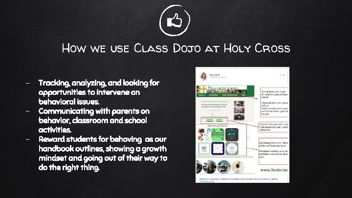 How we use Class Dojo at Holy Cross - Tracking, analyzing, and looking for