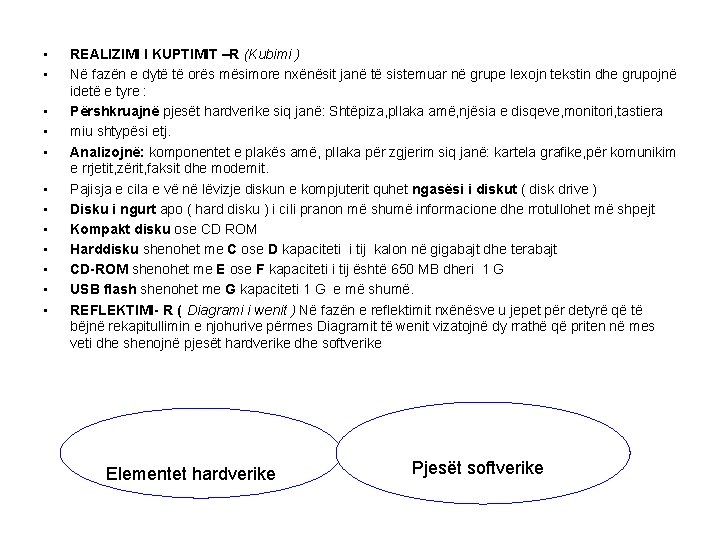  • • • REALIZIMI I KUPTIMIT –R (Kubimi ) Në fazën e dytë