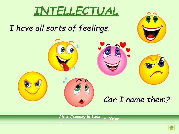 INTELLECTUAL I have all sorts of feelings. Can I name them? 23 A Journey