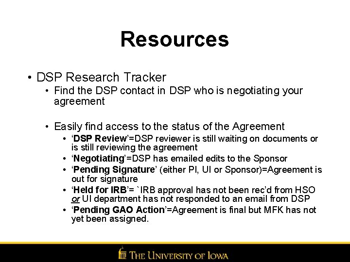 Resources • DSP Research Tracker • Find the DSP contact in DSP who is
